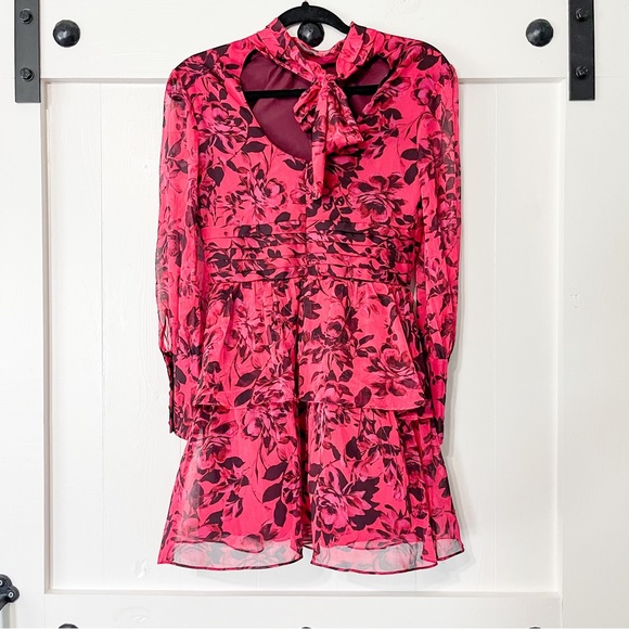 Amanda Uprichard Samira Dress Femme Floral Print Pink Black Size XS - Picture 6 of 10